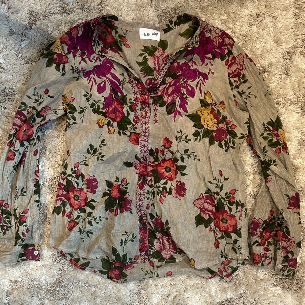 Vintage Multicolor Floral Blouse